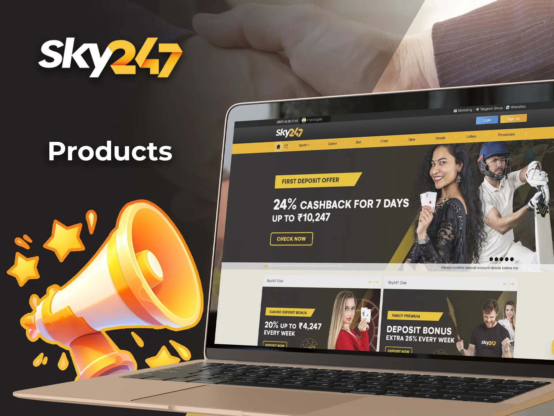 Explore the products that Sky247 Casino Affiliate may represent.